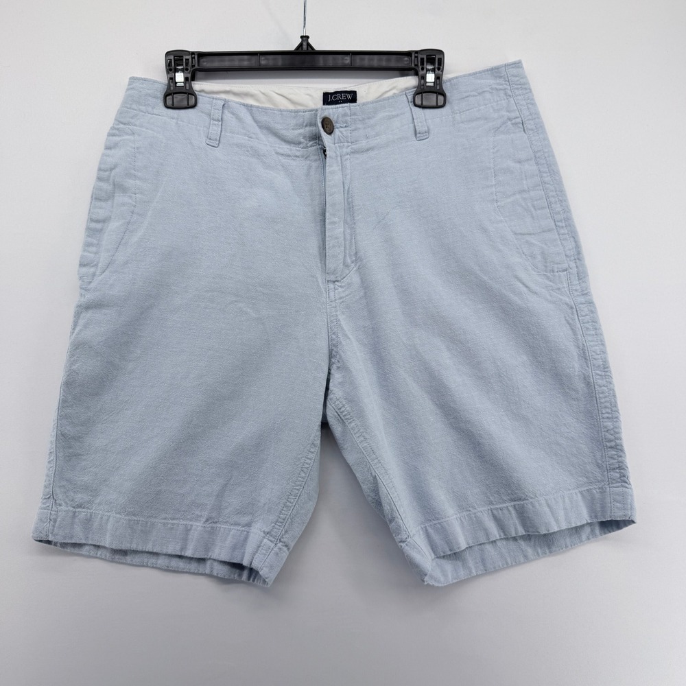 J.Crew Gramercy Mens Shorts‎ 34W Light Blue Textured Cotton Chino Shorts